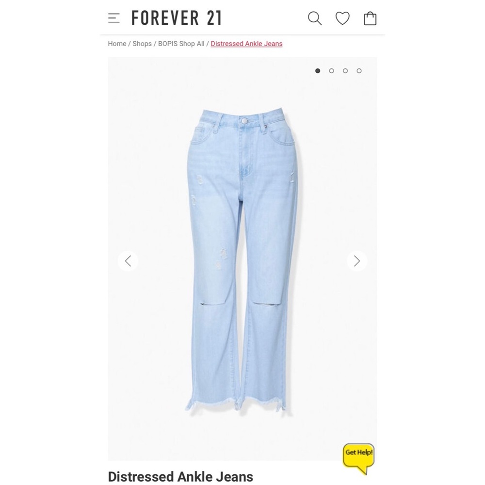 Forever 21 Distressed Ankle Jeans